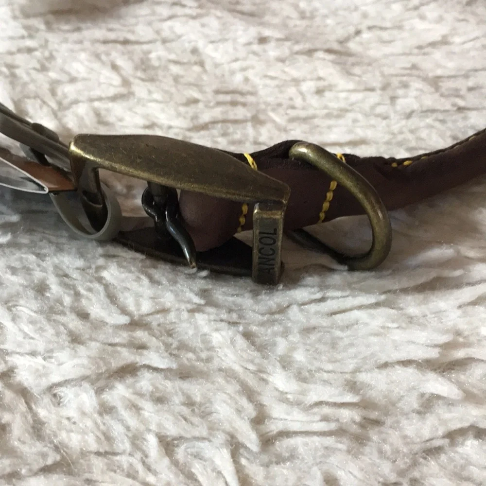 Timberwolf Brown Leather Round Dog Collar